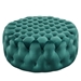 Amour Tufted Button Large Round Performance Velvet Ottoman - Teal - MOD10811