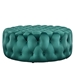 Amour Tufted Button Large Round Performance Velvet Ottoman - Teal - MOD10811