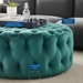 Amour Tufted Button Large Round Performance Velvet Ottoman - Teal - MOD10811