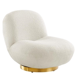 Kindred Boucle Upholstered Upholstered Fabric Swivel Chair - Gold Ivory 