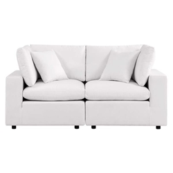 Commix Overstuffed Outdoor Patio Loveseat - White 