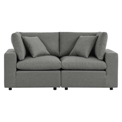 Commix Overstuffed Outdoor Patio Loveseat - Charcoal 