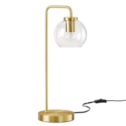 Silo Glass Globe Glass and Metal Table Lamp - Satin Brass 