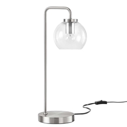 Silo Glass Globe Glass and Metal Table Lamp - Satin Nickel 