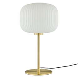 Reprise Glass Sphere Glass and Metal Table Lamp - White Satin Brass 