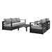 Tahoe Outdoor Patio Powder-Coated Aluminum 4-Piece Set - Gray Gray - MOD11181