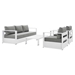 Tahoe Outdoor Patio Powder-Coated Aluminum 4-Piece Set - White Gray - MOD11192