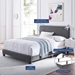 Celine Channel Tufted Performance Velvet Twin Bed - Gray - MOD11355