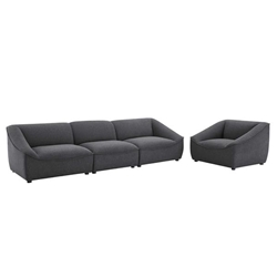 Comprise 4-Piece Living Room Set - Charcoal- Style B 