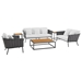 Stance 6 Piece Outdoor Patio Aluminum Sectional Sofa Set - Gray White - Style B - MOD11605