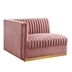 Sanguine Channel Tufted Performance Velvet Modular Sectional Sofa Left-Arm Chair - Dusty Rose