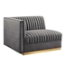 Sanguine Channel Tufted Performance Velvet Modular Sectional Sofa Left-Arm Chair - Gray