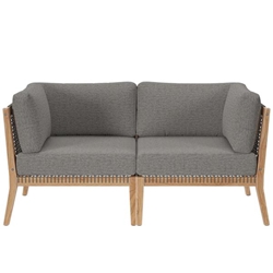 Clearwater Outdoor Patio Teak Wood Loveseat - Gray Graphite 