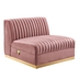 Sanguine Channel Tufted Performance Velvet Modular Sectional Sofa Armless Chair - Dusty Rose