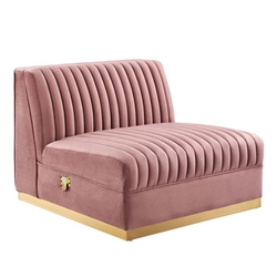 Sanguine Channel Tufted Performance Velvet Modular Sectional Sofa Armless Chair - Dusty Rose 