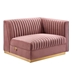 Sanguine Channel Tufted Performance Velvet Modular Sectional Sofa Right-Arm Chair - Dusty Rose