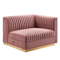 Sanguine Channel Tufted Performance Velvet Modular Sectional Sofa Right-Arm Chair - Dusty Rose 