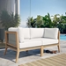 Clearwater Outdoor Patio Teak Wood Loveseat - Gray White - MOD11937