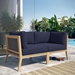 Clearwater Outdoor Patio Teak Wood Loveseat - Gray Navy - MOD11984