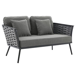 Stance Outdoor Patio Aluminum Loveseat - Gray Charcoal 