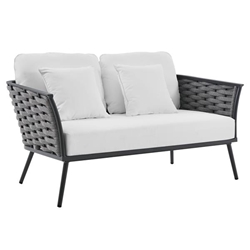 Stance Outdoor Patio Aluminum Loveseat - Gray White 