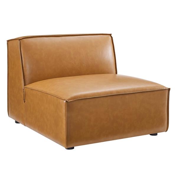 Restore Vegan Leather Sectional Sofa Armless Chair - Tan 