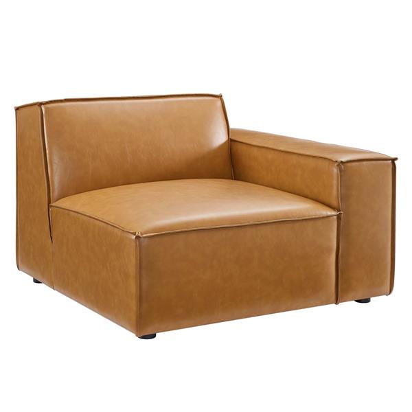 Restore Right-Arm Vegan Leather Sectional Sofa Chair - Tan 