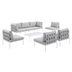 Harmony 8-Piece  Sunbrella® Outdoor Patio All Mesh Sectional Sofa Set - Gray Gray