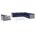 Harmony 7-Piece  Sunbrella® Outdoor Patio Aluminum Sectional Sofa Set - Gray Navy - MOD12262