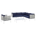 Harmony 7-Piece  Sunbrella® Basket Weave Outdoor Patio Aluminum Sectional Sofa Set - Taupe Navy - MOD12268