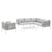 Harmony 7-Piece  Sunbrella® Basket Weave Outdoor Patio Aluminum Sectional Sofa Set - Taupe Gray - MOD12269