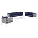 Harmony 8-Piece  Sunbrella® Outdoor Patio Aluminum Seating Set - Gray Navy - MOD12282