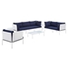 Harmony 8-Piece  Sunbrella® Outdoor Patio Aluminum Seating Set - White Navy - MOD12284