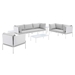 Harmony 8-Piece  Sunbrella® Outdoor Patio Aluminum Seating Set - White Gray - MOD12285