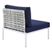 Harmony 8-Piece  Sunbrella® Basket Weave Outdoor Patio Aluminum Sectional Sofa Set - Taupe Navy - Style B - MOD12299