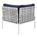 Harmony 8-Piece  Sunbrella® Basket Weave Outdoor Patio Aluminum Sectional Sofa Set - Taupe Navy - Style B - MOD12299