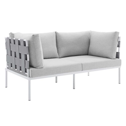 Harmony Sunbrella® Outdoor Patio Aluminum Loveseat - Gray Gray 