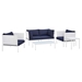 Harmony 5-Piece  Sunbrella® Outdoor Patio Aluminum Furniture Set - White Navy - MOD12344