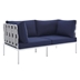 Harmony Sunbrella® Outdoor Patio Aluminum Loveseat - Gray Navy