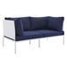 Harmony Sunbrella® Outdoor Patio Aluminum Loveseat - White Navy - MOD12391