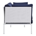 Harmony Sunbrella® Outdoor Patio Aluminum Loveseat - White Navy - MOD12391