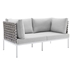 Harmony Sunbrella® Basket Weave Outdoor Patio Aluminum Loveseat - Tan Gray