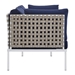 Harmony Sunbrella® Basket Weave Outdoor Patio Aluminum Loveseat - Tan Navy - MOD12394