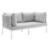 Harmony Sunbrella® Basket Weave Outdoor Patio Aluminum Loveseat - Taupe Gray