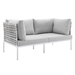 Harmony Sunbrella® Basket Weave Outdoor Patio Aluminum Loveseat - Taupe Gray - MOD12396