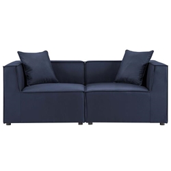 Saybrook Outdoor Patio Upholstered 2-Piece Sectional Sofa Loveseat - Navy 