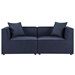 Saybrook Outdoor Patio Upholstered 2-Piece Sectional Sofa Loveseat - Navy - MOD12628