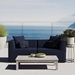 Saybrook Outdoor Patio Upholstered 2-Piece Sectional Sofa Loveseat - Navy - MOD12628