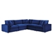 Commix Down Filled Overstuffed Performance Velvet 5-Piece Sectional Sofa - Navy - Style A - MOD12752