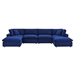 Commix Down Filled Overstuffed Performance Velvet 6-Piece Sectional Sofa - Navy - Style A - MOD12765